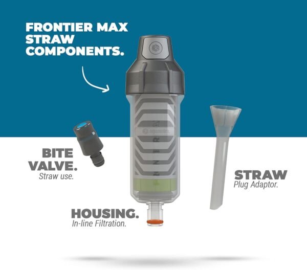 Aquamira, Frontier Max, Filtration System, Includes Backcountry Green Filter, Black and Gray - Image 3