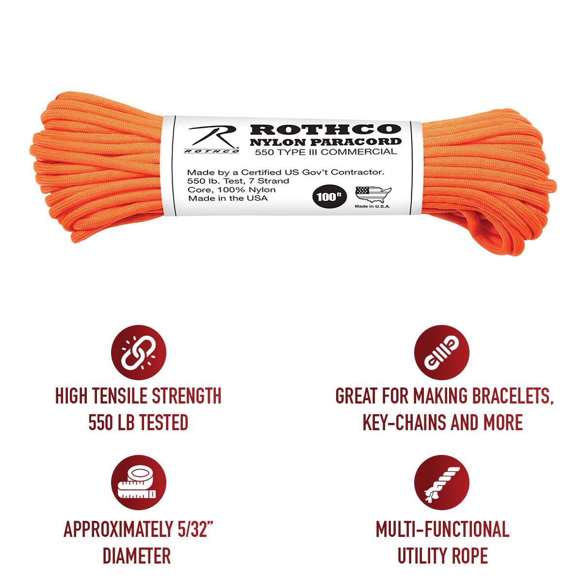 Rothco Nylon Paracord Type III 550 LB